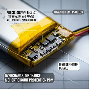 แบตเตอรี่ลิเธียมโพลิเมอร์แบบโซลิดสเตต 1600mAh 3.8V พร้อมระบบควบคุมอุณหภูมิ NTC และแผงวงจรพิมพ์ในตัว สำหรับอุปกรณ์อิเล็กทรอนิกส์ - Product Image 3