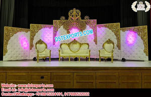 Marco trasero de espuma de escenario de boda asiático Paneles de cuero de escenario de boda occidental Marco trasero de espuma de escenario de boda asiático deslumbrante - Product Image 2