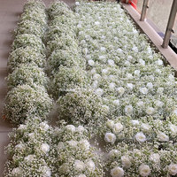 Rose blanche chaude bébé souffle fleurs artificielles rangées gypsophile Table florale pièce maîtresse fleur coureur pour mariage