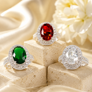 Anello Classico da Donna con Grande Design Centrale di Colore Rosso - Product Image 3