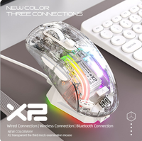 Souris de jeu sans fil Attack Shark X2 PRO RGB à trois modes, transparente, avec affichage de la puissance de l'écran, pour le jeu et les sports électroniques