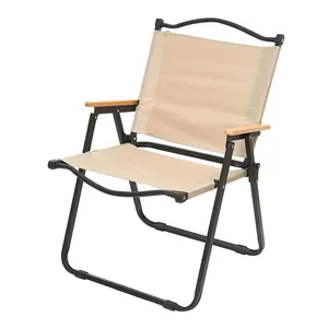 Customized Lightweight Metal Kermit Chair Beech Armrest Kermit Chair Portable Folding Camping Fishing Chair