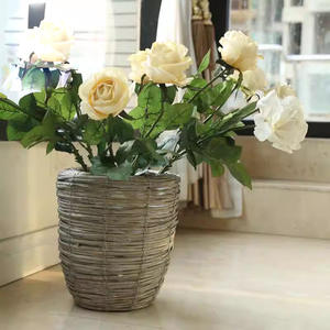Pot de fleurs tissé en saule avec intérieur en plastique, style rétro tissé en rotin anti-<span class=keywords><strong>goutte</strong></span>, déco <span class=keywords><strong>plante</strong></span> en pot pour balcon de cour - Product Image 3