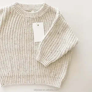 2023 Custom winter clothes Baby Children Sweater Chunky Knit Oversized speckle cotton Knitted Jumper Kids Pullover Sweater for g