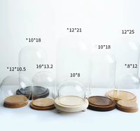 Cloche en verre anti-poussière avec base en bois, cloche décorative pour bougie, cloche en verre décorative pour table