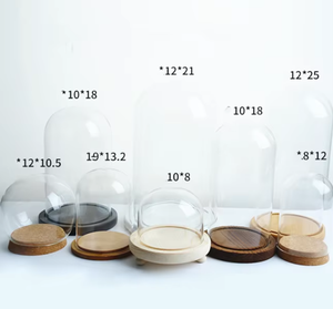 Campana <span class=keywords><strong>di</strong></span> <span class=keywords><strong>Vetro</strong></span> Antipolvere per Esposizione, Coperchio Decorativo per Candele da Tavolo con Base in Legno, Campana <span class=keywords><strong>di</strong></span> <span class=keywords><strong>Vetro</strong></span> Decorativa - Product Image 2