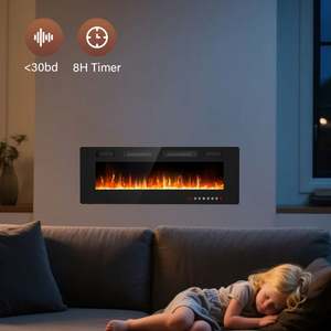 50 "Color/Llama Log & Crystal Option Estrecho Bisel Temporizador Dimmer Muebles Decoración Chimenea - Product Image 1