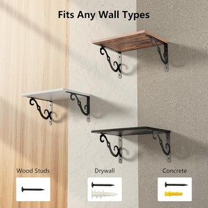 Wooden Wall Shelf With Iron <b>Bracket</b> 2 Tier Rectangle Durable Storage Rack - Product Image 4