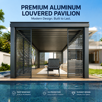 Pergola bioclimatique en aluminium thermolaqué robuste, motorisée, étanche, résistante au vent, avec toit à lames orientables, sur mesure, pour extérieur, nature