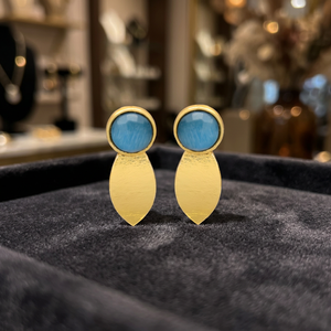 Pendientes Colgantes de Latón Chapado en Oro Hechos a Mano con Piedras Preciosas, Estilo Étnico Bohemio para Compromisos y Fiestas - Product Image 3