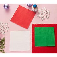Serviettes en papier jetables 2 plis 10x10 ''fabriquées en usine rouge blanc-fournitures de fête serviettes à cocktail décorations sac fabriqué au Cambodge