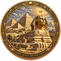Pièce de monnaie en cuivre pur .999 de 1 oz, mythologie égyptienne, relief 3D, couleur UV, dieux anciens, commémorative, pièce de collection ronde en cuivre
