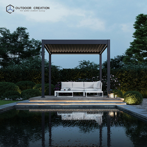 Pergola Bioclimatica Motorizzata Impermeabile con Luci LED, Ecologica, 3x3m, in Alluminio Verniciato a Polvere, con Lamelle Orientabili per Balcone e Giardino - Product Image 2