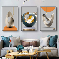 Wohnzimmer Home Decor Luxus Leinwand Gold Poster abstrakte geometrische Wandbild mit Rahmen moderne Wand kunst Kristall malerei