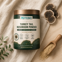Poudre de champignon queue de dinde PEITEBIO pour chiens et chats avec soutien immunitaire et antioxydant, saveur naturelle de champignon, 120g