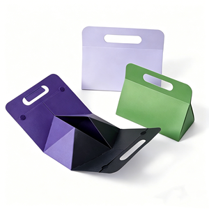 Wholesale Recyclable Blue White Tapered Triangular Foldable Magnetic Handheld Gift Boxes Eco‑friendly Thick Matte <b>Cardboard</b> - Product Image 2