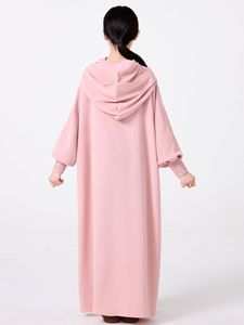 2025 Ramadan moyen-orient musulman <span class=keywords><strong>Abaya</strong></span> <span class=keywords><strong>fille</strong></span> robe à capuche couleur unie à capuche manchette conception Kebaya Robe Robe - Product Image 3