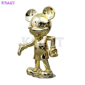 Nhựa bức tượng Pop nghệ thuật vàng Chrome Mickey Minnie trang trí tùy chỉnh sáng tạo cho bán sợi thủy tinh Mickey Mouse loạt