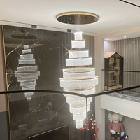 Lustre en cristal LED à anneau, moderne, européen, luxueux, à économie d'énergie, dimmable, pour décoration intérieure, hall d'hôtel, escalier, villa
