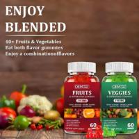 Gummies aux fruits et légumes sans sucre OEM, saveurs naturelles, complément alimentaire avec superaliments fruits et légumes