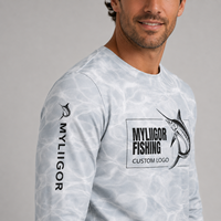 Chemise de protection solaire à manches longues UPF 50 avec logo personnalisé, chemise de pêche pour hommes, vêtements de plein air