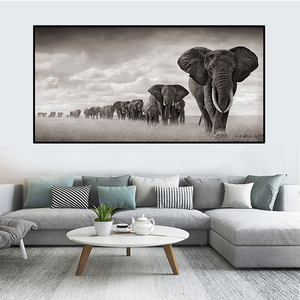 Pintura en lienzo <span class=keywords><strong>de</strong></span> <span class=keywords><strong>animales</strong></span> <span class=keywords><strong>salvajes</strong></span> <span class=keywords><strong>de</strong></span> elefantes africanos negros en la pared carteles escandinavos e impresiones imagen artística para decoración para sala <span class=keywords><strong>de</strong></span> estar - Product Image 1