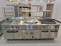 Équipement de cuisine pour restaurant commercial, matériel de restauration, cuisinière à gaz en acier inoxydable à 4 brûleurs avec four et plaque chauffante, puissance 23 kW, marque Huarui