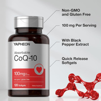 Gélules de CoQ10 absorbables OEM, 120 unités, 100 mg par dose, avec extrait de poivre noir, complément alimentaire quotidien pour l'énergie cellulaire et antioxydant