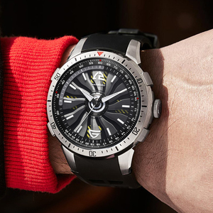 Montre automatique mécanique de sport pour homme Time Running, cadran multifonctionnel, étanche 5 bars, chronomètre, ajourée et lumineuse - Product Image 5