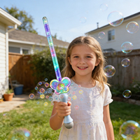 Vente en gros de jouets épées à bulles LED papillon de 27,5 pouces, PS/ABS, 11 lumières, baguette à bulles pour les anniversaires d'enfants, les événements en plein air, les parcs à thème, les cadeaux