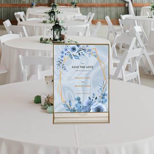 Vàng cổ điển A4 Kích thước hiển thị giá hai mặt tờ rơi giữ Bảng menu cho bàn đám cưới Thiết kế khung hình cổ điển - Product Image 3