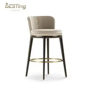 Hot Sale Nordic Modern Fabric High Bar Furniture Stool Luxury Bar Chair