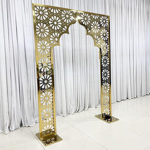 Exquisite Ramadan Carving Wedding Metal Arch <b>Stand</b> Mirror Gold <b>Backdrop</b> Frame Sets for Ramadan Festival Event Decor - Product Image 1