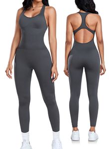 Tuta Sportiva Mezza Lunghezza Personalizzata ad Asciugatura Rapida, Tinta Unita, Traspirante, con Schiena Scoperta, per Allenamento e Yoga da <span class=keywords><strong>Donna</strong></span> - Product Image 2