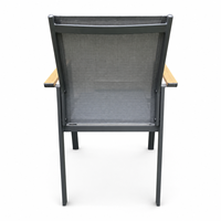 Fauteuil de jardin moderne pour l'extérieur, cadre en aluminium avec accoudoirs en bois plastique, empilable, chaise en Teslin pour salon
