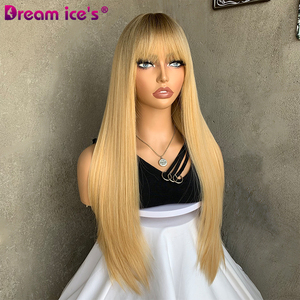 <span class=keywords><strong>Parrucca</strong></span> da <span class=keywords><strong>donna</strong></span> #613 capelli lunghi lisci e lisci Premium in fibra con frangia resistente al calore per uso Costume - Product Image 2