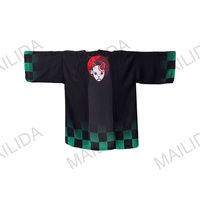 Manteau Happi Anime Bleu Feu Sabito Haori Ample et Doux Yukata OEM Kimono Japonais Cardigan Costumes Cape