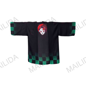 Anime Happi áo màu xanh lửa sabito haori lỏng mềm Yukata OEM Nhật Bản Kimono cardigan trang phục áo choàng - Product Image 4