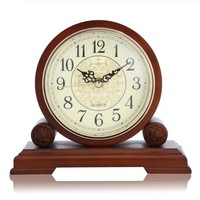 Horloge de bureau/table en bois massif avec calendriers Luminova et mouvement à quartz silencieux, design Art Déco pour la décoration de la maison
