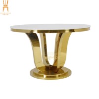 Table Ronde Moderne de Luxe, Plateau en MDF Blanc, Acier Inoxydable Doré, pour Mariage, Dîner, Événement, Hôtel, Salon, Meubles