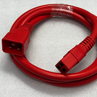 Cordon d'alimentation rouge 12AWG, 20A, 250V, IEC60320-C19 vers IEC60320-C20, SJT, noir, 6 pieds