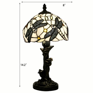 Hot Selling LongHuiJing Tiffany Style Dragonfly Pattern Stained Glass Table Lamp for Home Decor - Product Image 3