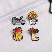Ensemble de pin's en émail floraux mignons, broches vintage en forme de fleurs, pin's de revers, broches en forme de bottes, arrosoir et tournesol, badges pour sacs, vêtements et cadeaux