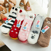 Chaussettes en polaire corail en gros, épaisses, pour la maison, pour dormir, amusantes, chaussettes moelleuses pour le sol