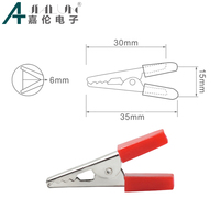 JIALUN 35mm Black Red Insulated Metal Crocodile Alligator Electrical Test Clips for Leads