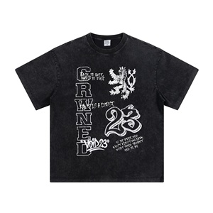 เสื้อยืดแขนสั้นพิมพ์ลายดิจิตอลทรงหลวมสไตล์วินเทจ ผ้าฝ้ายเนื้อนุ่ม ลุคซีดจางแบบดิสเทรส สตรีทแวร์ลำลองสำหรับฤดูร้อน - Product Image 2