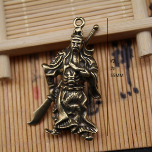 จี้พวงกุญแจรูปปั้นกวนกงทองเหลือง 55 มม. อุปกรณ์ตกแต่งกุญแจรถ - Product Image 1