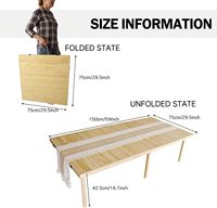 Table de pique-nique pliante avec chemin de table, table de pique-nique basse portable style bohème pour intérieur et extérieur, table en bois de 60 po x 30 po