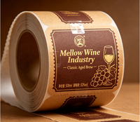 Etiquetas Autoadhesivas Personalizadas para Botellas de Vino en Rollo, Impresión de Logotipo Privado, Pegatinas para Empaque de Alcohol
