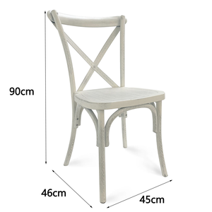 Chaise de salle à manger en bois massif à dossier croisé pour les événements de banquet de mariage, meubles de location commerciale portables - Product Image 2